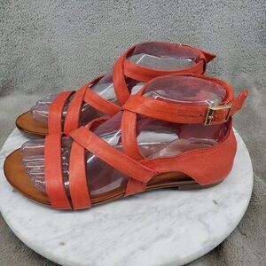 Miz Mooz Shoes Womens Size EU 38 US 7.5-8 Tomato Red Leather Inuovo Sandals